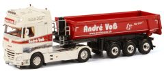 WSI01-1656 - Camion 4x2 DAF XF 105 Super Space Cab avec semi benne 3 essieux aux couleurs des transports ANDRE VOB