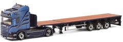 WSI01-1995 - Camion 4x2 SCANIA Highline Streamline et remorque plateau 3 essieux