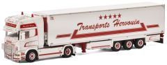 WSI01-2100 - Camion 4x2 SCANIA R6 Topline et remorque frigo 3 essieux Chereau aux couleurs transport Hervouin