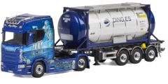 WSI01-2542 - Camion porte container avec citerne container 20 pieds - Scania S Highline aux couleurs du transporteurs INGO DINGES
