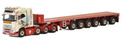 WSI01-2554 - Camion 8x4 VOLVO FH4 Globetrotter et remorque à ballast 6 essieux aux couleurs S.E LEVAGE