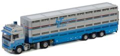WSI01-2769 - Camion 4x2 VOLVO F16 Globetrotter avec semi bétaillère 3 essieux aux couleurs des transports Heuga