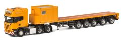 WSI04-1180 - Camion 6x4 SCANIA Steamline Topline et semi plateau porte balast avec 1 container de 10 pieds