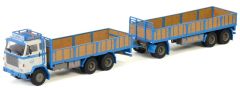 WSI04-2077 - Camion VOLVO F88 plateau avec remorque et la boite vitrine série fabriquée en résine