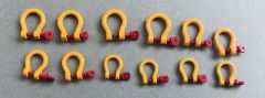 YCC631-2 - Set de 12 Manilles de couleurs Jaune et Rouge en miniature - 4 x 100 Tonnes , 4 x 55 Tonnes, 4 x 25 Tonnes