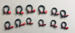 YCC631-3 - Set de 12 Manilles en miniature de couleurs Noire et Rouge - 4 x 100 Tonnes , 4 x 55 Tonnes, 4 x 25 Tonnes