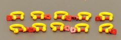 YCC634-2 - Set 10 Manilles 25 Tonnes en miniature de couleurs Jaune et rouge