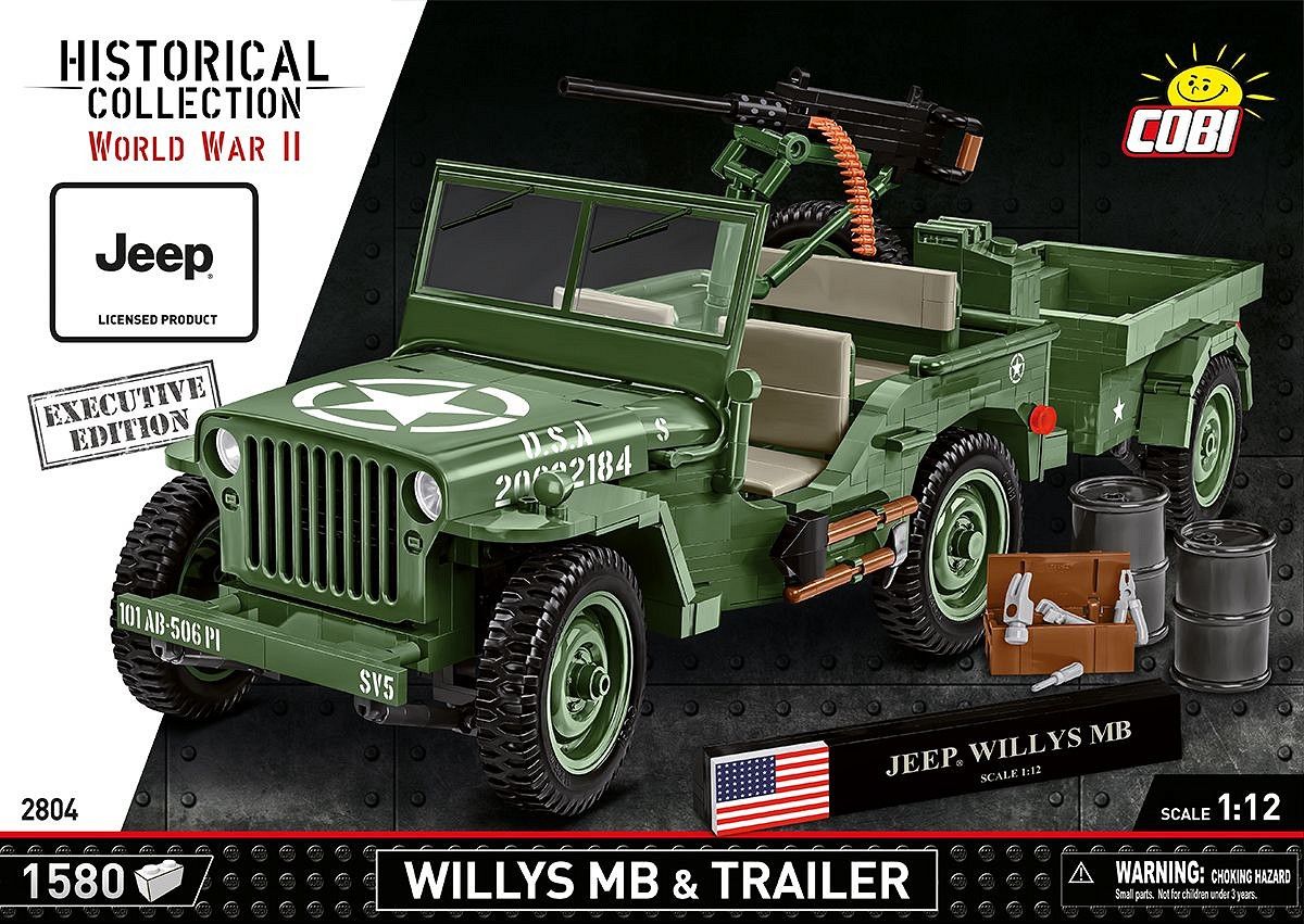 Jeep Willys miniature avec remorque sur socle - Collection