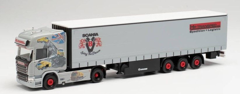 Figurine SCANIA R Highline 4x2 Schubert et remorque bachée 3 essieux Schwarzmuller TEKNO TEK73884 | Collect World