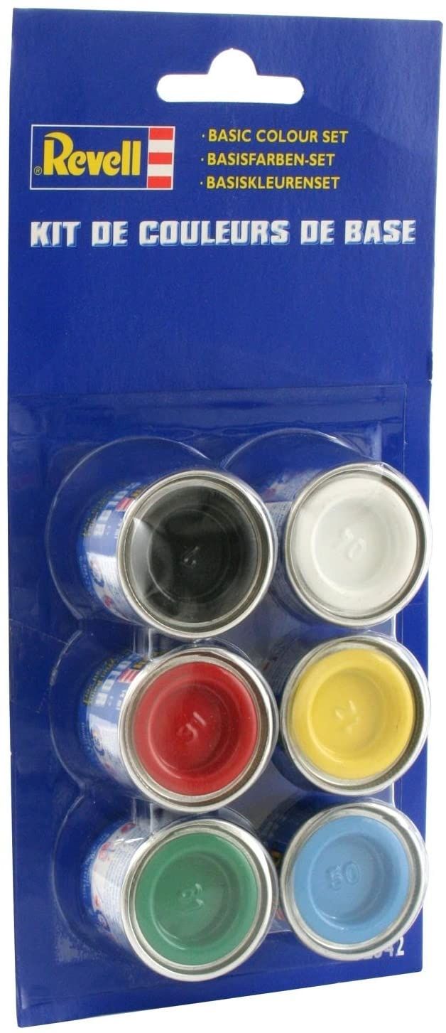 Set de 6 pots de 14 ml de peinture Email Color Revell - Couleurs de base -  Kits maquettes tout inclus - Maquettes