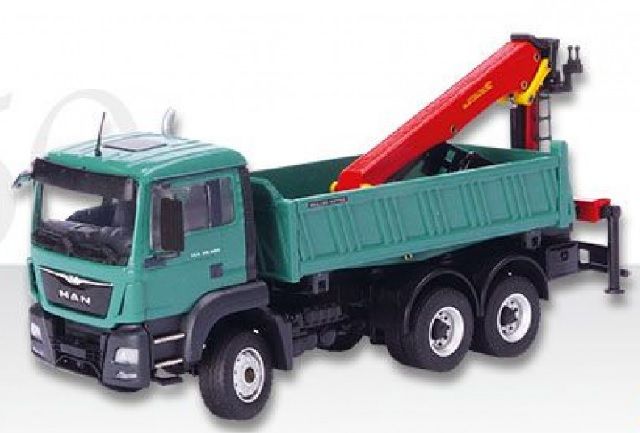 Camion NEWRAY MAN TGX 6x4 – Benne Avec Grue De Chargement, 1/18, Neuf