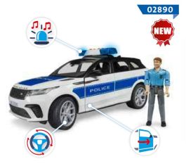 BRUDER - 02597 - Véhicule de Police LAND ROVER Defender Station avec Policier - Bleu