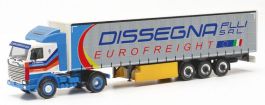 HERPA - Camion Avec Remorque Bâchée 3 Essieux DISSEGNA – SCANIA 142 4x2 - 1/8