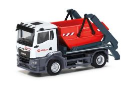 Miniature MAN TGX 6x2 avec benne déposable et remorque 2 Essieux HERPA HER311380 | Collect World