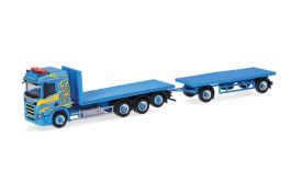 Camion porteur plateaux et grue miniature 1/87 Scania, HERPA