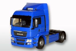 Miniature Ixomodels MAN 4x2 Bleu Avec Remorque Porte-voitures, échelle 1/43