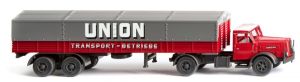 WIK051406 - Camion 4X2 plateau 2 essieux couleur rouge et noir – HENSCHEL Union Transport