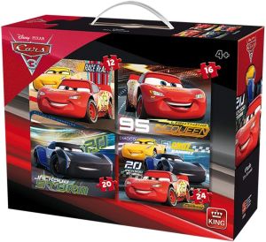 KING05504 - 4 puzzles du dessin animé CARS 3 – 12-16-20 et 24 pièces