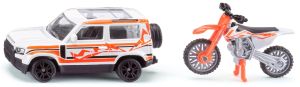 SIK1114 - Voiture sous blister avec moto KTM - LAND ROVER Defender
