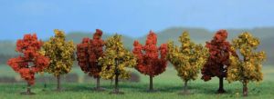 HEK1141 - Décor pour diorama - 8 Arbres d'automne de 4 cm