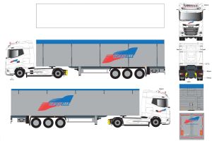 ELI118513 - Camion avec remorque bâchée du transporteur JACOT - RENAULT T 480 4x2