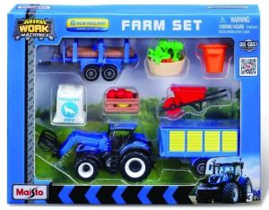 MST12564-B - Pack d'accessoires avec tracteur NEW HOLLAND T7.185 HD avec chargeur et remorques
