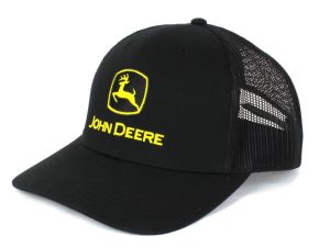 1308-3344-BK - Casquette de couleur noire avec arrière en maille - JOHN DEERE