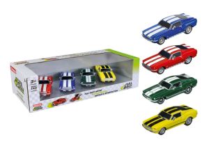 CARRERA15813031 - 4 voitures de couleur bleue - rouge - verte et jaune - Pull & Speed - FORD Mustang de 1967