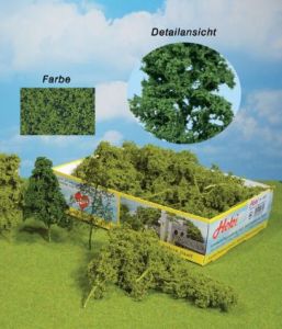 HEK1632 - Décor pour diorama - 15 Arbres et Buissons en fibres naturelles de couleur vert moyen