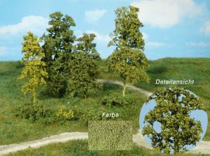 HEK1672 - Décor pour diorama - 15 Arbres et Arbustes en fibres naturelles - vert foncé