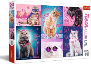 TRF10581 - Puzzle de 1000 Pièces couleur Néon rose – Les Chats