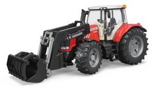 BRU3047 - Tracteur MASSEY FERGUSON 7624 équipé du chargeur avec godet à griffes jouet BRUDEREch:1/16