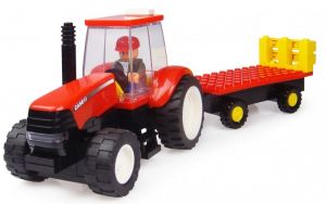 Tracteur à construire 73 pièces - CASE Avec plateau et personnage