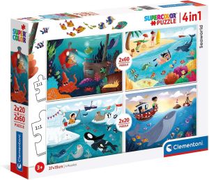 CLE21308 - Puzzle le Monde marin – 2x20 et 2x60 pièces