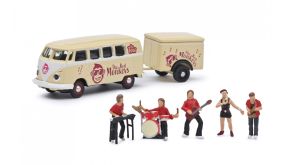 SCH26691 - Combi avec remorque THE RED MONKEYS avec 5 musiciens – VOLKSWAGEN T1