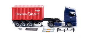 Camion 4x2 TGX Euro 6 MAN et semi 3 porte container avec container HAMBURG SUD