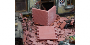 JUW23318 - Ensemble de 6 segments de mur en brique rouge et sachet de brique
