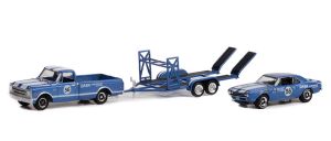 GREEN31140-A - Coffret sous blister de la série RACING HITCH & TOW – CHEVROELT C-10 de 1968 avec porte voiture et CHEVROLET Camaro N°56