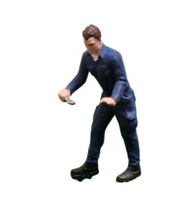 ATLAN32009_BLEU - Figurine en cotte de couleur bleu – Mécanicien avec clé