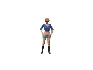 ATLAN32023_BLEU - Figurine avec chapeau et lunette haut bleu - Femme debout