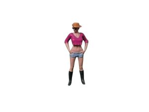 ATLAN32023_ROSE - Figurine avec chapeau et lunette haut rose - Femme debout