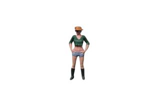 ATLAN32023_VERT - Figurine avec chapeau et lunette haut vert - Femme debout