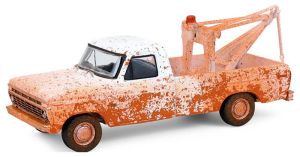 GREEN35300-B - Voiture sous blister de la série BLUE COLLAR - FORD F-100 couleur blanc patinée avec crochet de remorquage