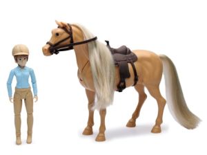 NEW37626M - Coffret sonore – Cavalière avec son cheval de couleur marron