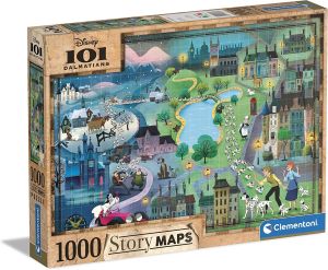 CLE39665 - Puzzle Disney maps Les 101 Dalmatiens – 1000 pièces