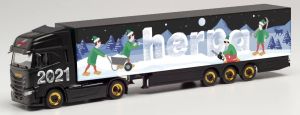 Camion avec remorque fourgon HERPA Noël 2021 - IVECO S-Way 4x2