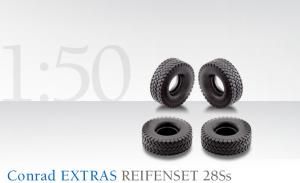 CON99810/03 - Ensemble de 16 pneus 28 mm Ss miniatures pour diorama