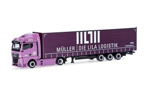 HER320801 - Camion avec remorque 3 essieux MULLER - DIE LILA LOGISTIK – MAN eTGX GM 4x2