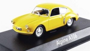 Voiture coupé sportif ALPINE A106 de 1956 de couleur jaune