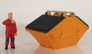 MSM5466/01 - Accessoire de chantier miniature – benne à déchets avec couvercle en plastique 7m3